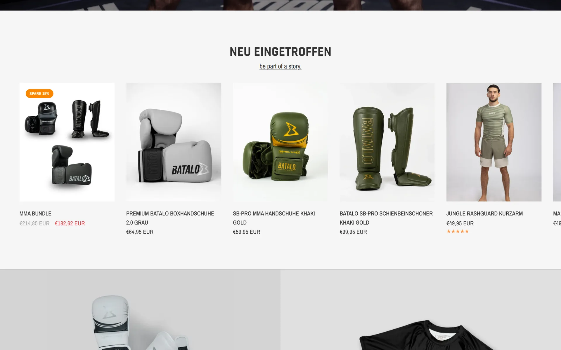 Website von Batalo Fightwear, Desktop-Ansicht