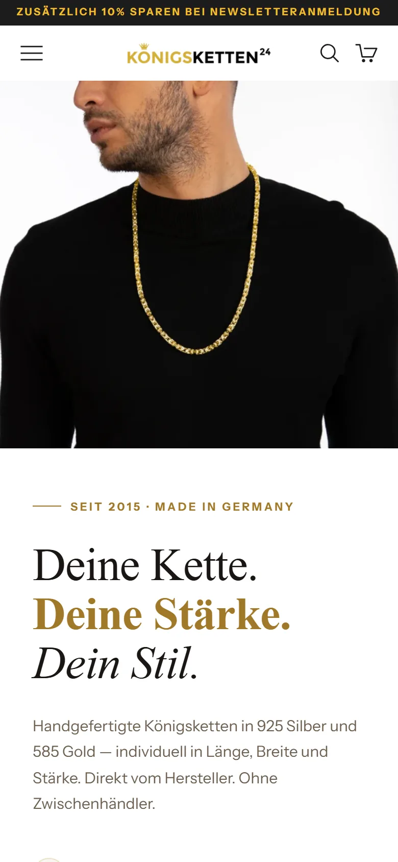 Website von Königsketten24, Handy-Ansicht